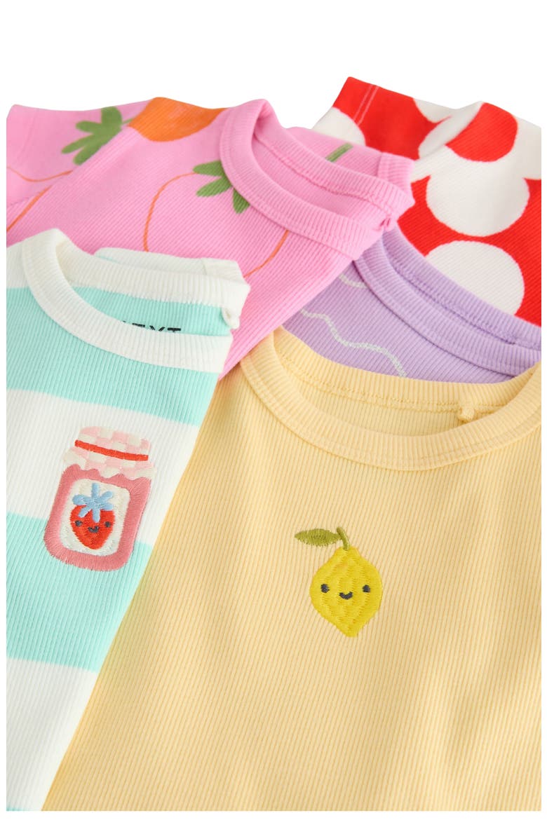 Rib Assorted 5-Pack Cotton T-Shirts, Alternate, color, PINK