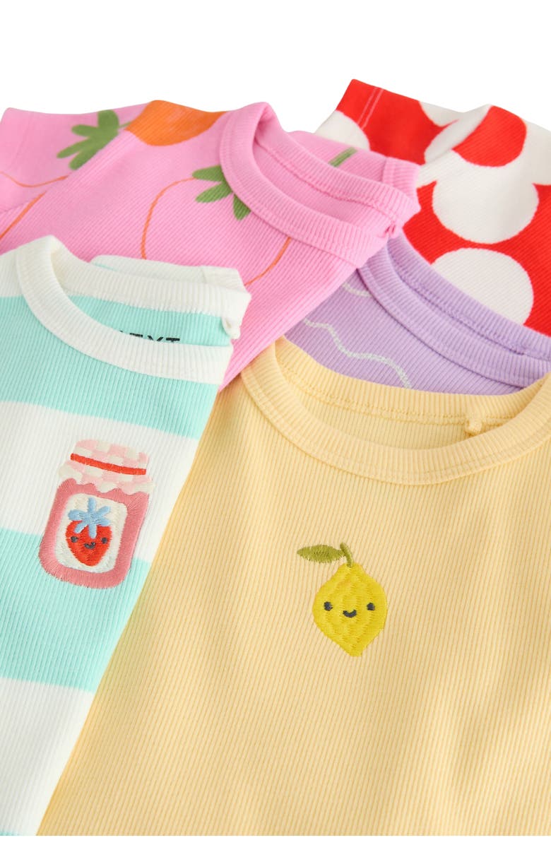 NEXT Rib Assorted 5-Pack Cotton T-Shirts, Alternate, color, Pink