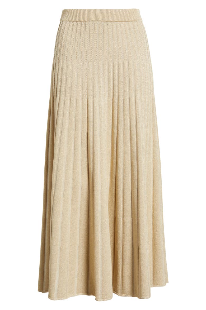 Metallic Rib Maxi Skirt, Alternate, color, BISCOTTI/GOLD