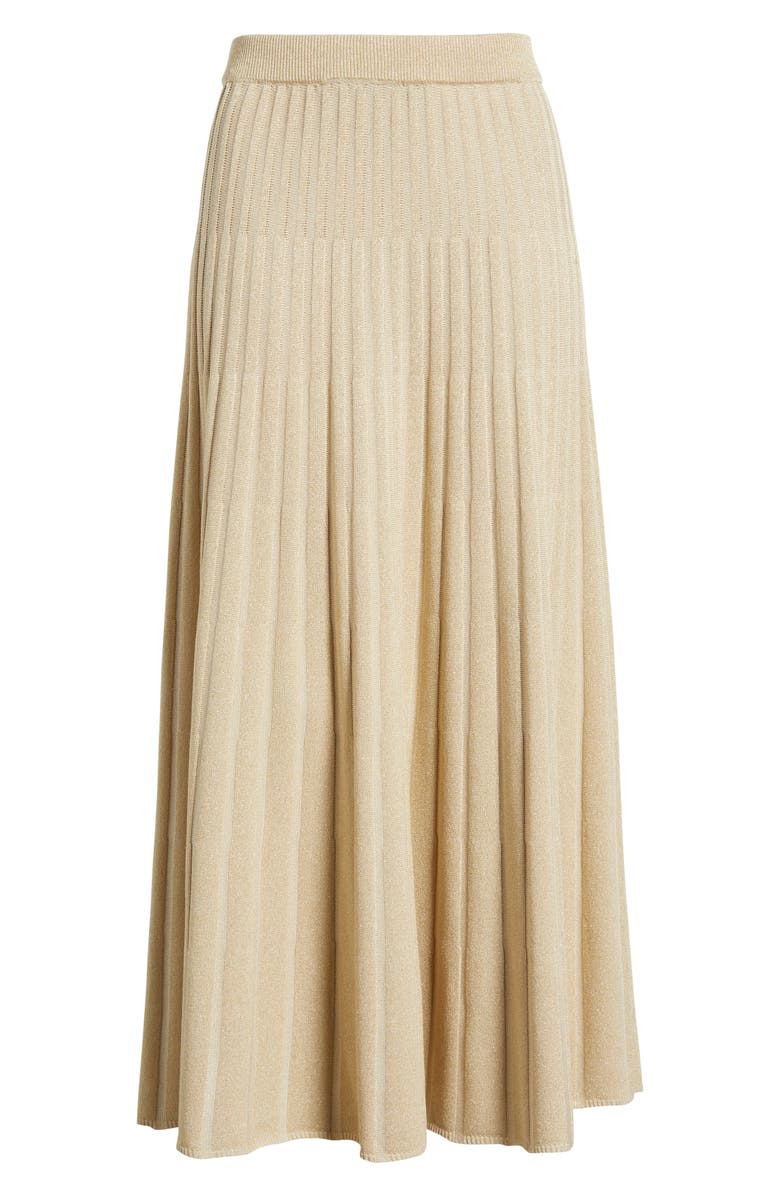 Misook Metallic Rib Maxi Skirt, Alternate, color, Biscotti/Gold
