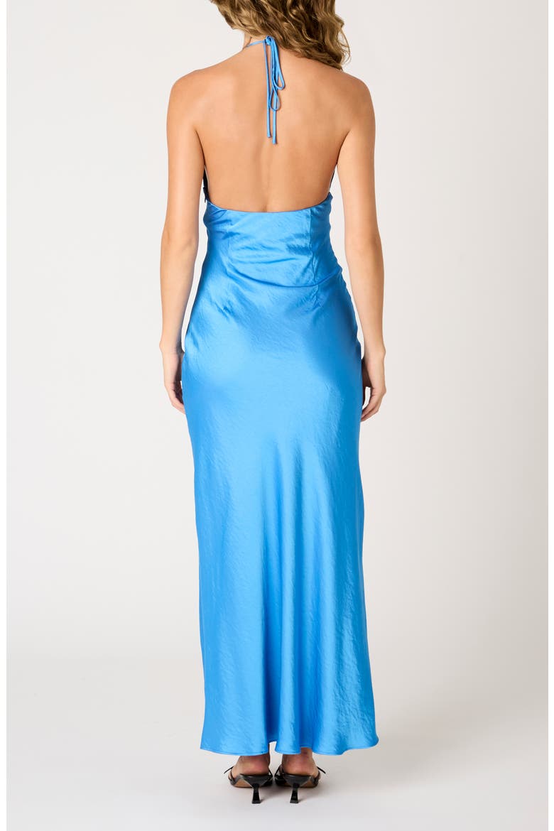 Otis Halter Satin Maxi Dress, Alternate, color, COBALT