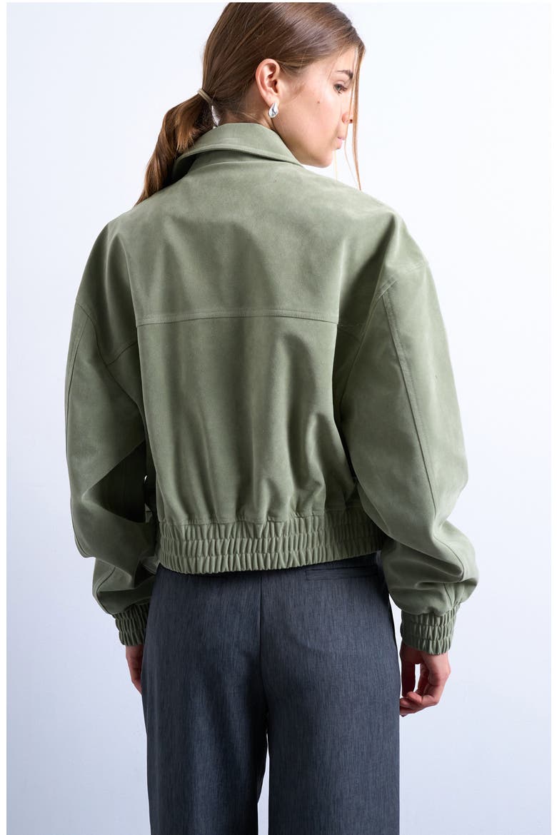 Crop Bomber Jacket, Alternate, color, SAGE