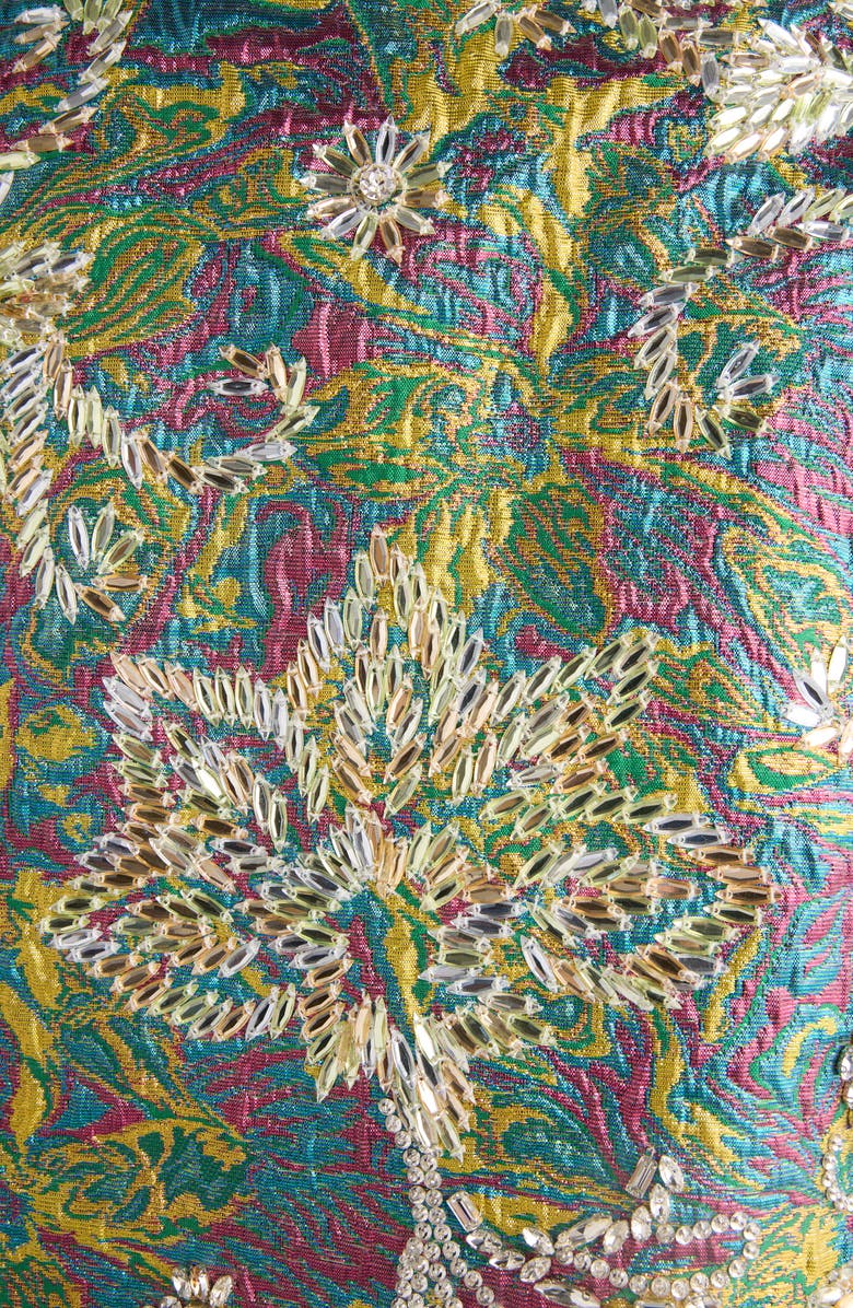 Dries Van Noten Rosea Floral Jacquard Lamé Crop Jacket, Alternate, color, Lemon