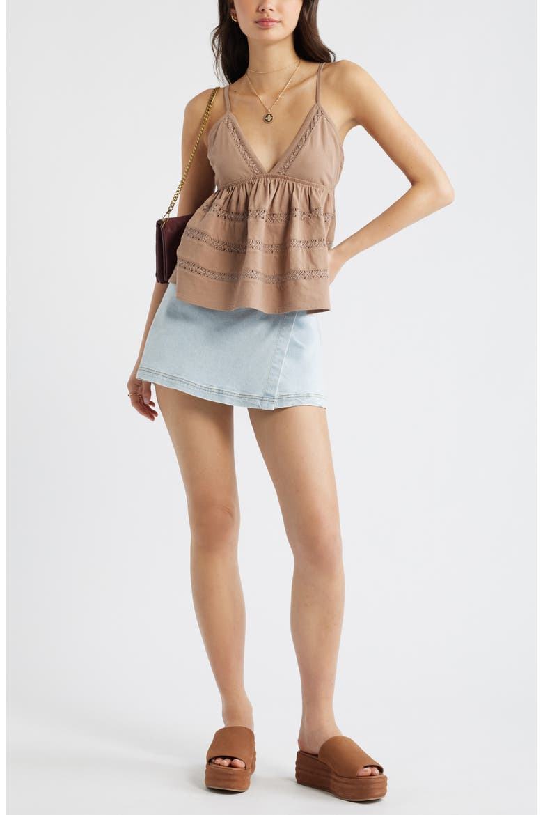 Inset Lace Babydoll Cami, Alternate, color, BROWN FRESCO