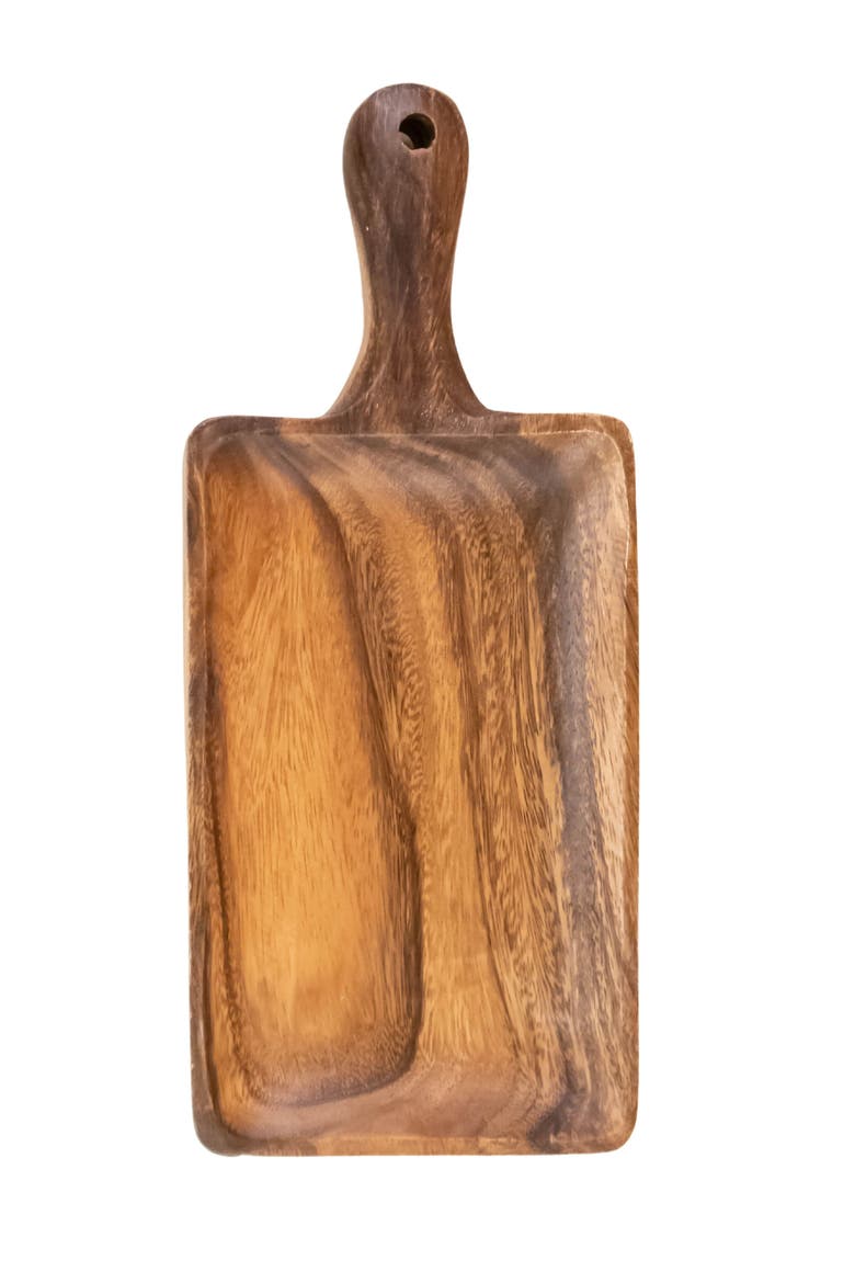 Acacia Serving Tray with Handle, Main, color, Natural Brown Rectangle Tray