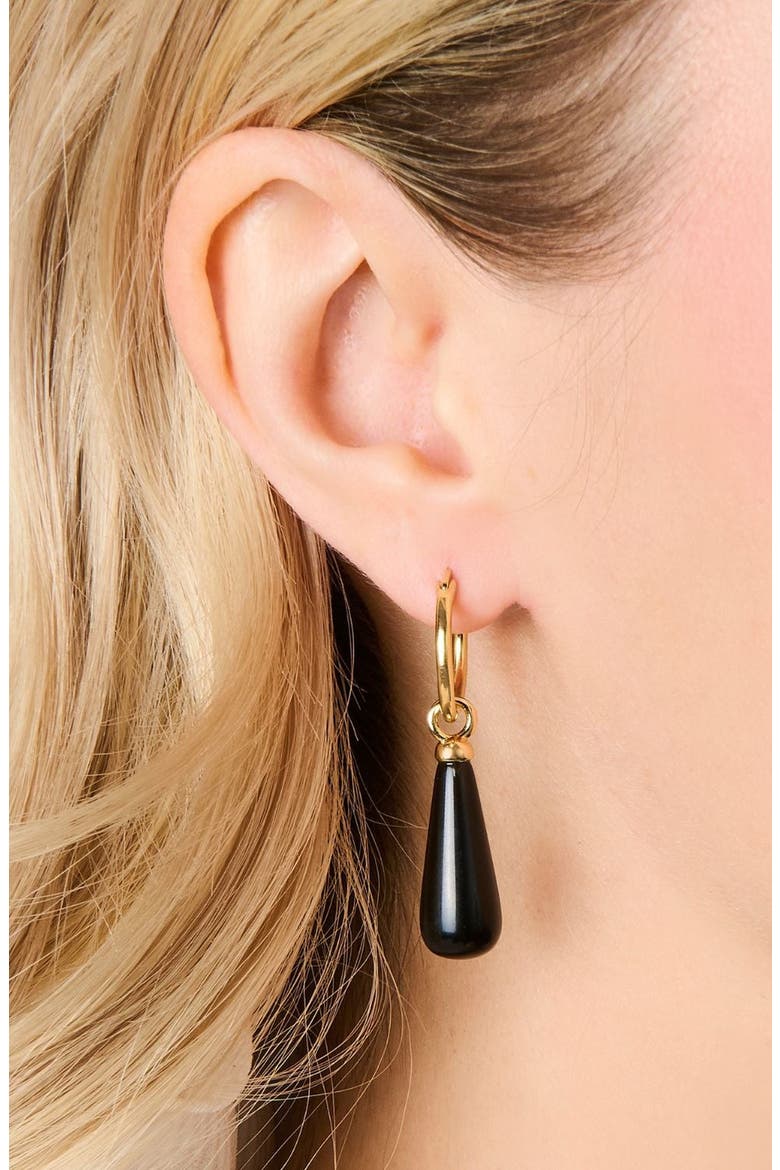 Belle Black Obsidian Hoops, Alternate, color, Black Obsidian