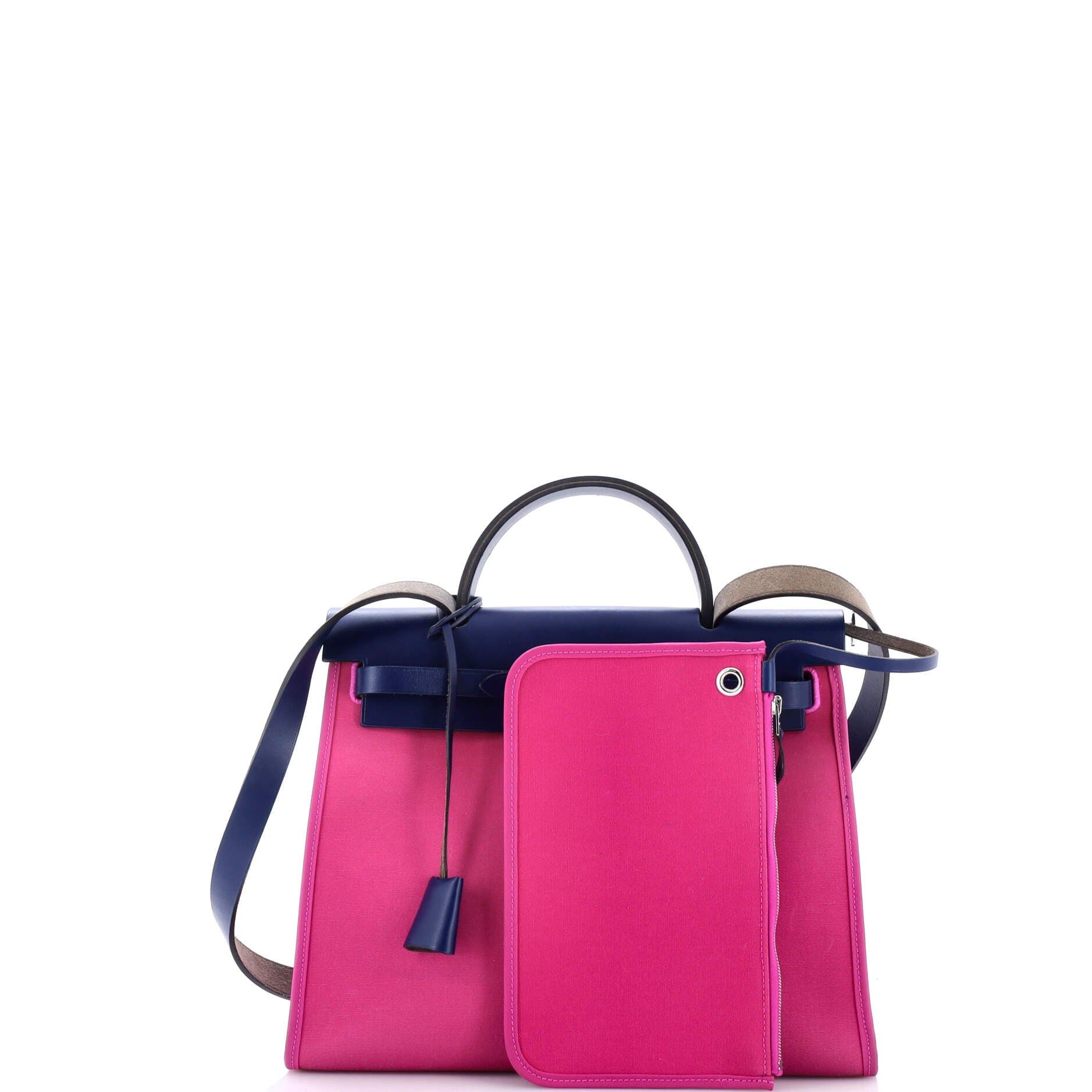 Pre-Owned Hermes Herbag Zip Leather and Toile 31, Alternate, color, Rose Pourpre