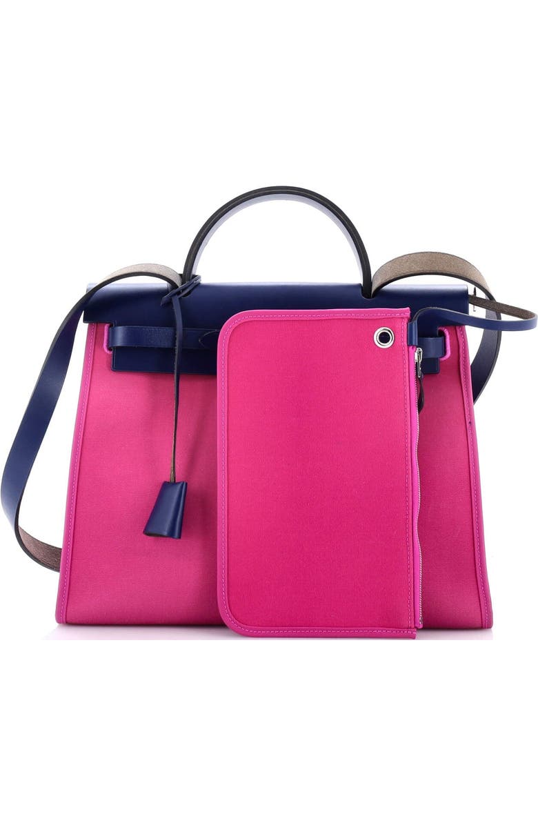 Pre-Owned Hermes Herbag Zip Leather and Toile 31, Alternate, color, Rose Pourpre