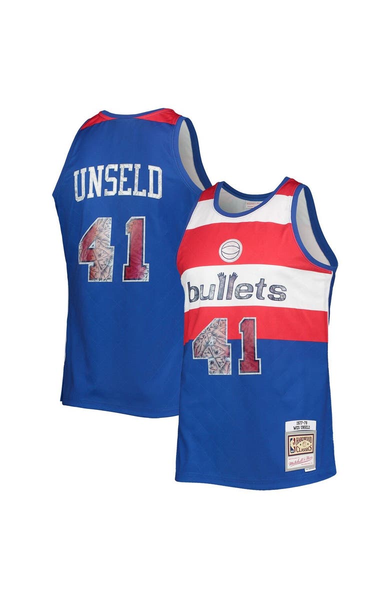 Mitchell & Ness Men's Mitchell & Ness Wes Unseld Blue Washington Bullets 1977/78 Hardwood Classics NBA 75th Anniversary Diamond Swingman Jersey, Main, color, 