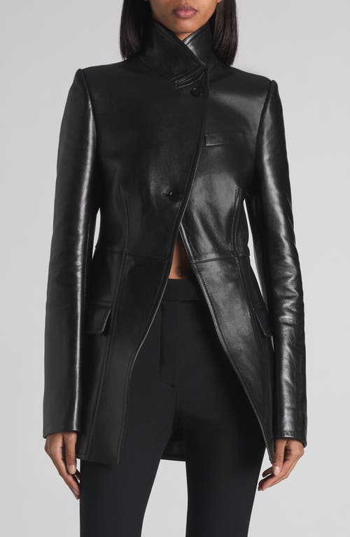 Alexander Mcqueen Mcqueen Leather Peplum Blazer In Black