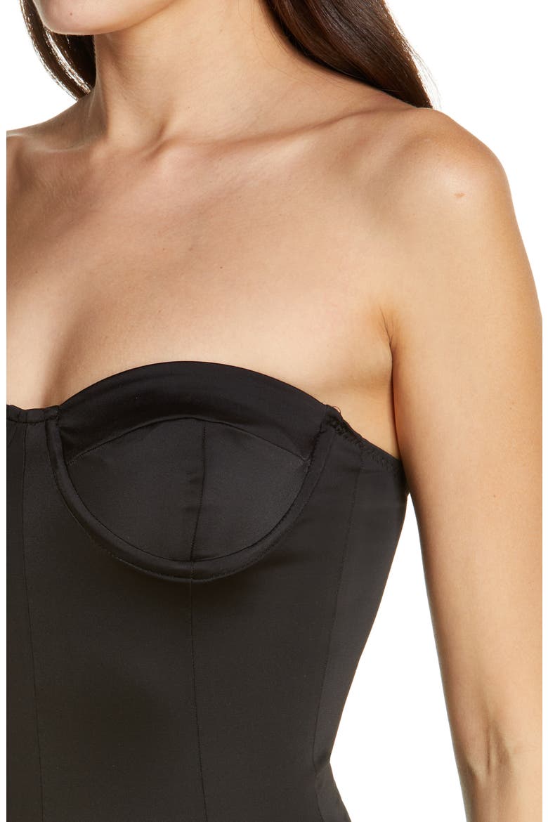 Corset Strapless One-Piece Swimsuit, Alternate, color, BLACK