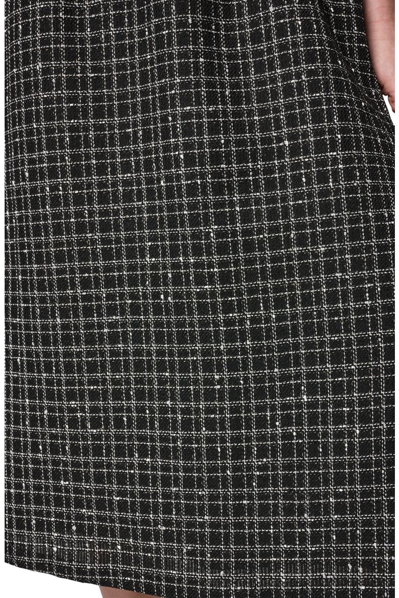 Check Tweed Belted Midi Dress, Alternate, color, BLACK CREAM