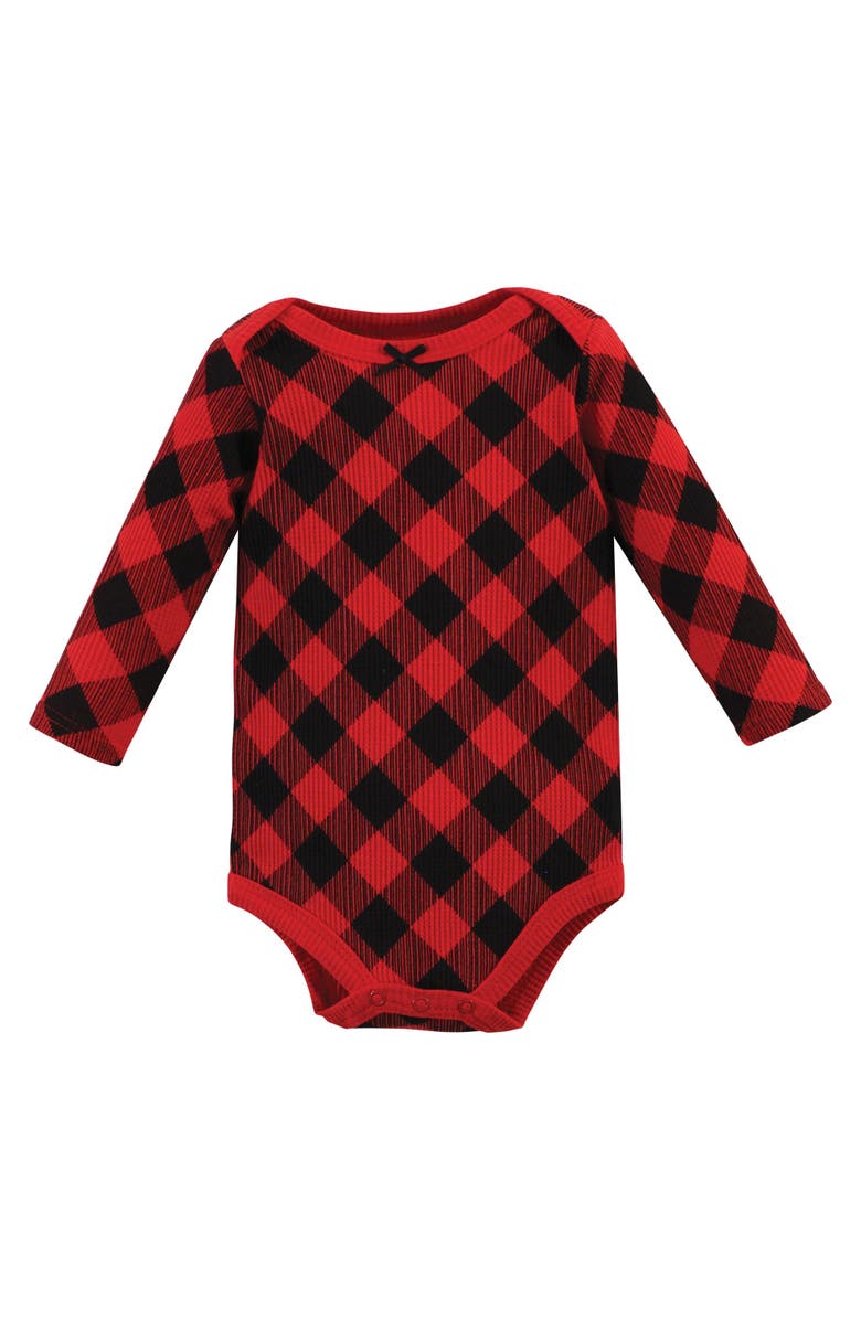 Hudson Baby Thermal Long Sleeve Bodysuits, Alternate, color, Buffalo Plaid Leopard