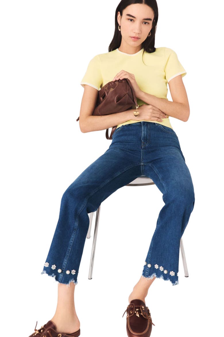 Beaded bootcut jeans, Alternate, color, Blue