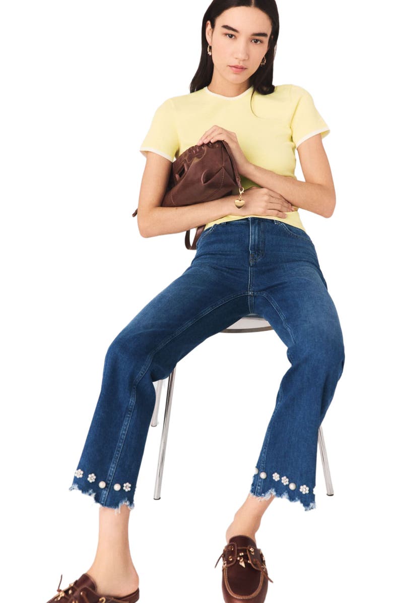 maje Beaded bootcut jeans, Alternate, color, Blue