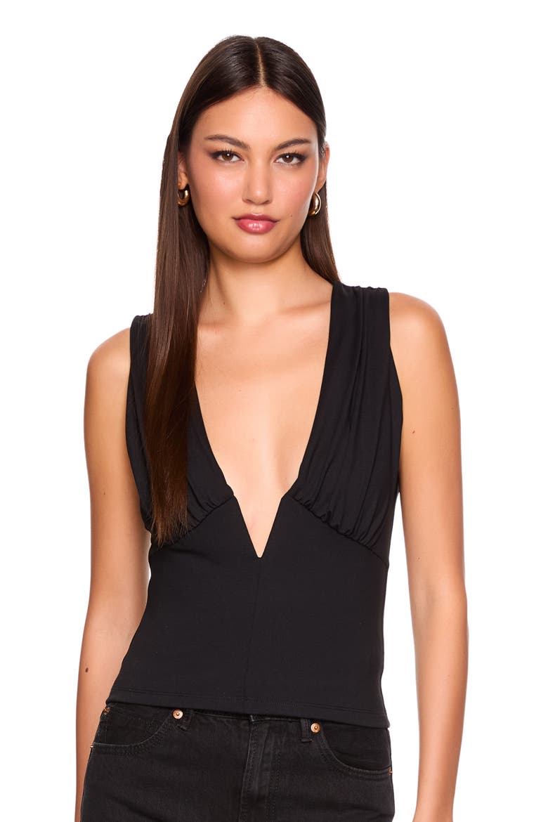 Wired Deep V-Neck Tank, Alternate, color, BLACK
