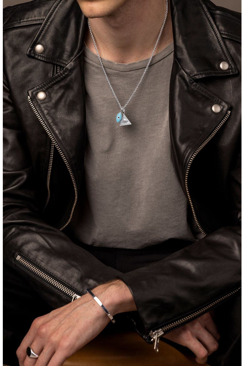 Evil Eye and Eye of Ra Pendant Necklace, Alternate, color, Silver / Turquoise
