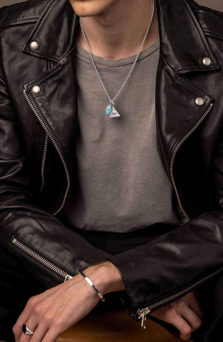 Nialaya Evil Eye and Eye of Ra Pendant Necklace, Alternate, color, Silver / Turquoise