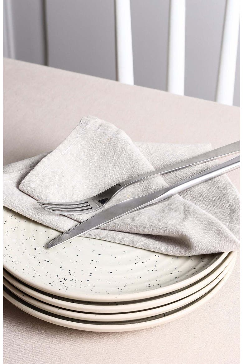 Dua Stoneware 4-Piece Dinner Plate Set, Alternate, color, White