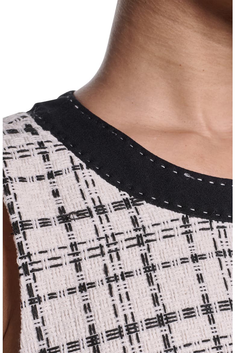 Contrast Stitch Sleeveless Tweed Minidress, Alternate, color, BISQUE/ BLACK