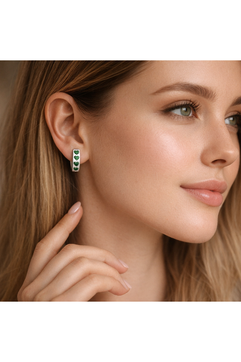 Green Hearts Hoop & Stud Earring Set, Alternate, color, Green
