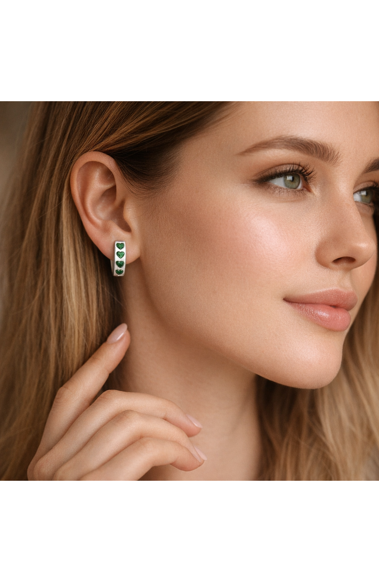 Donatello Gian Green Hearts Hoop & Stud Earring Set, Alternate, color, Green