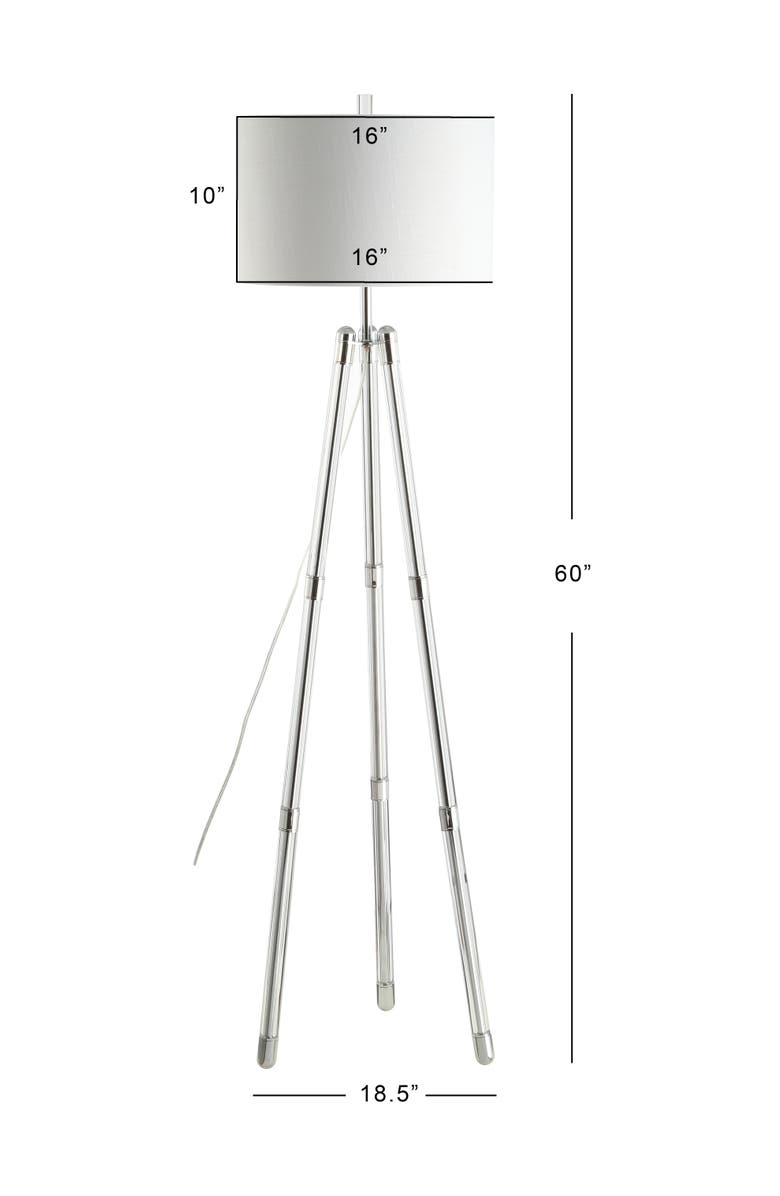 JONATHAN Y Arliss 60" Surveyor
s Tripod Metal/Crystal LED Floor Lamp, Chrome, Alternate, color, Chrome