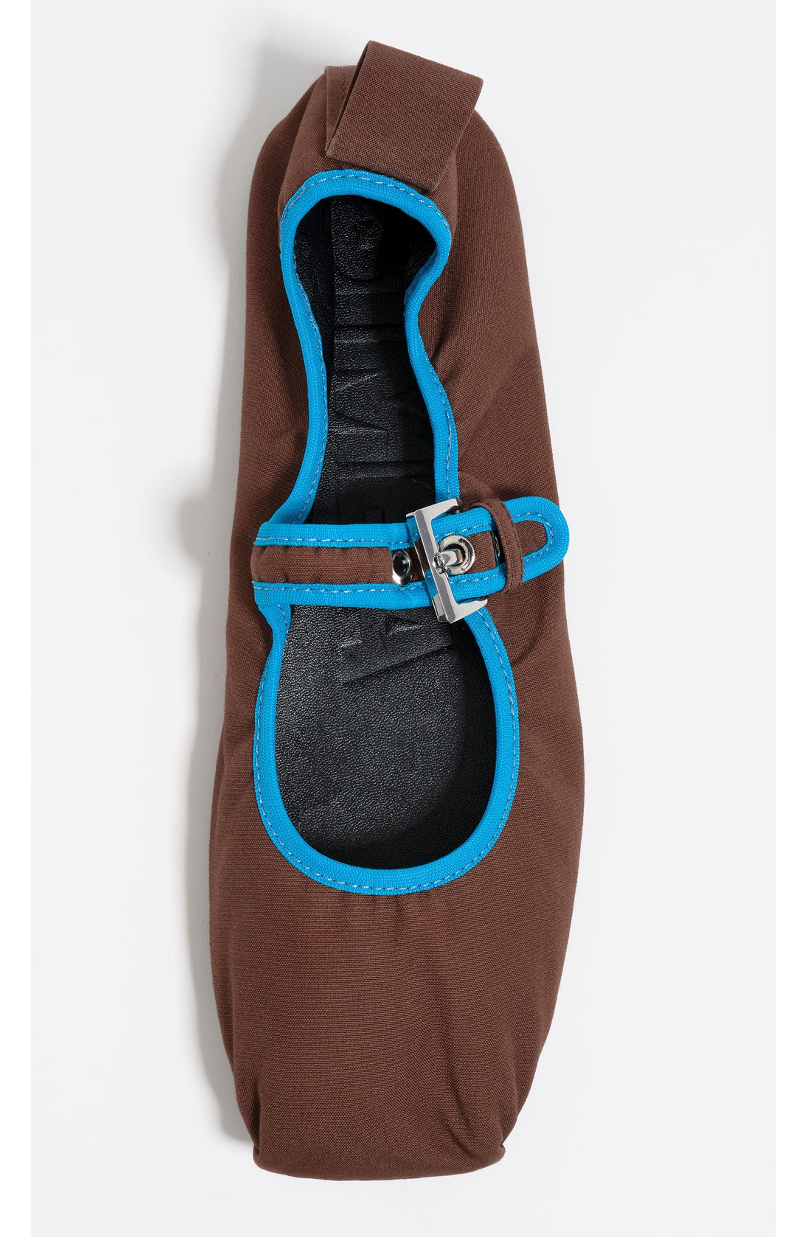 Bimba y Lola Coated Fabric Ballerina, Alternate, color, Dark Brown