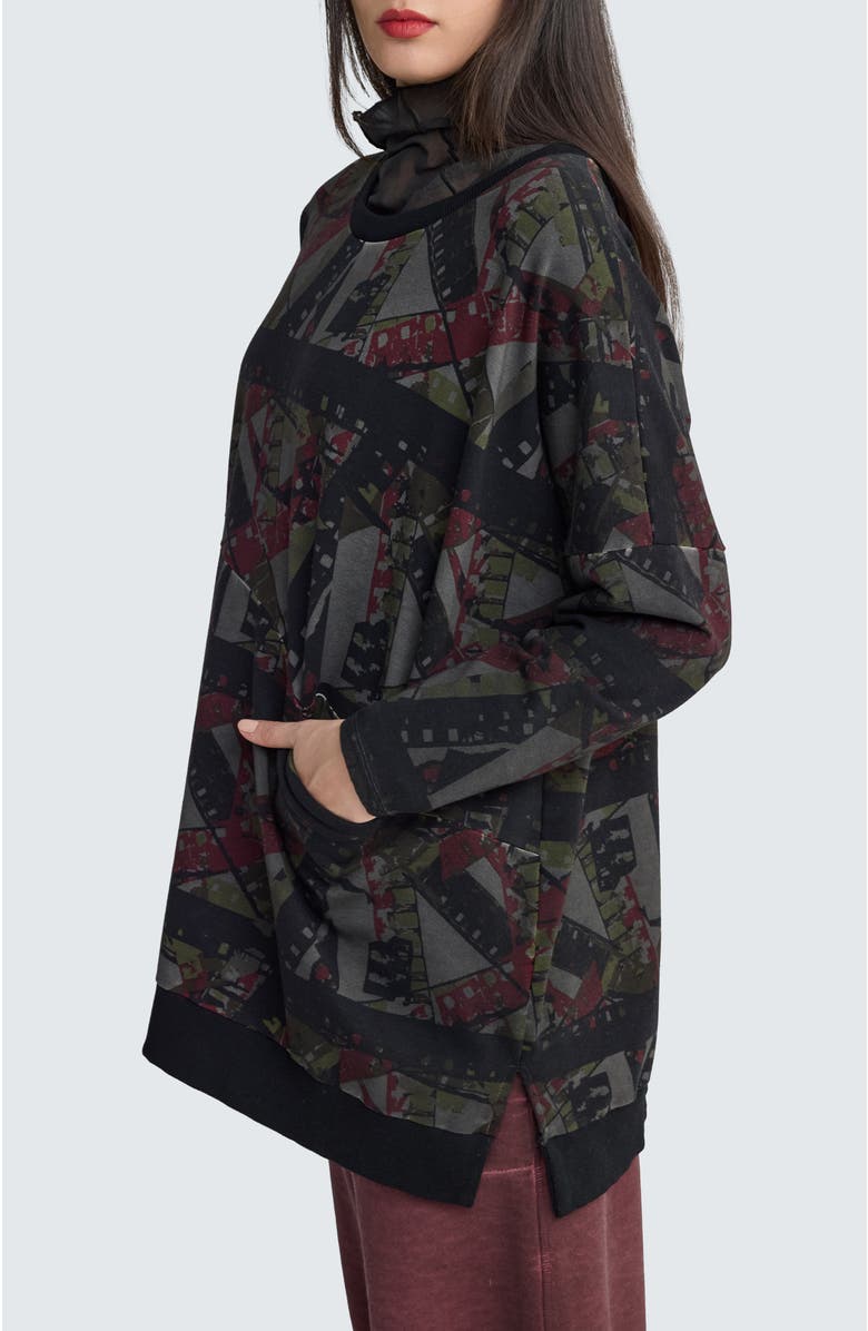 LUUKAA Aurora Art Print Pullover, Alternate, color, Smoky Print