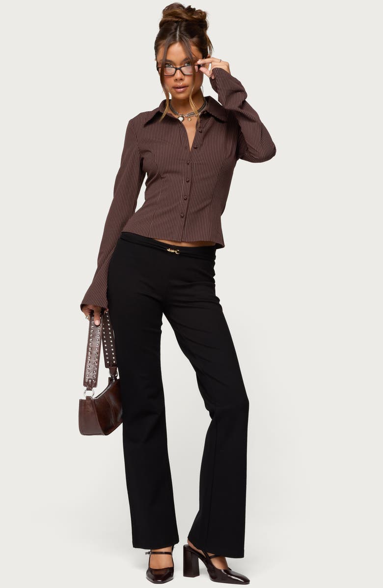 EDIKTED Metiza Belted Flare Pants, Alternate, color, Black