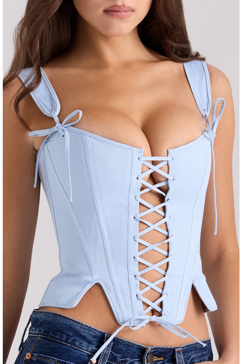 Callie Reversible Stretch Pima Cotton Corset Top, Alternate, color, YELLOW ROSE BLUE