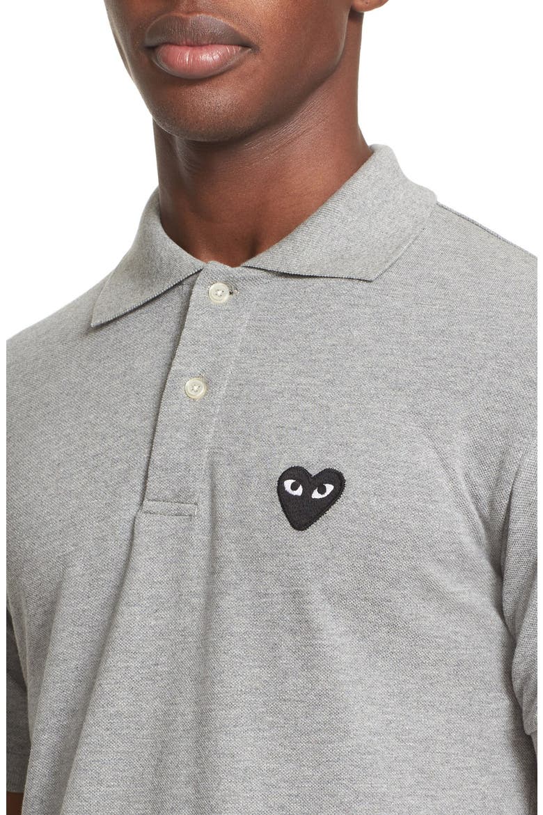 Piqué Polo with Heart Appliqué, Alternate, color, GREY