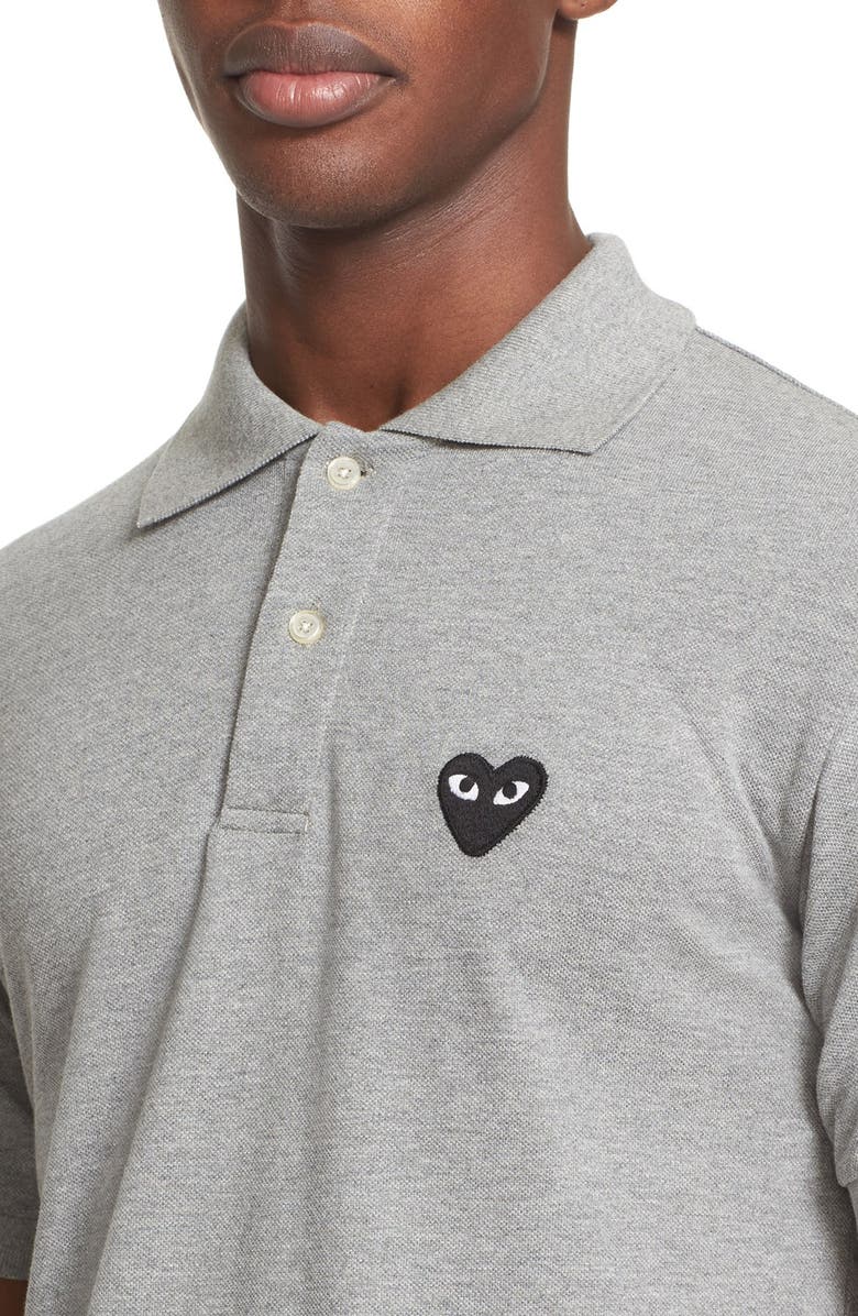 Comme des Garçons PLAY Piqué Polo with Heart Appliqué, Alternate, color,