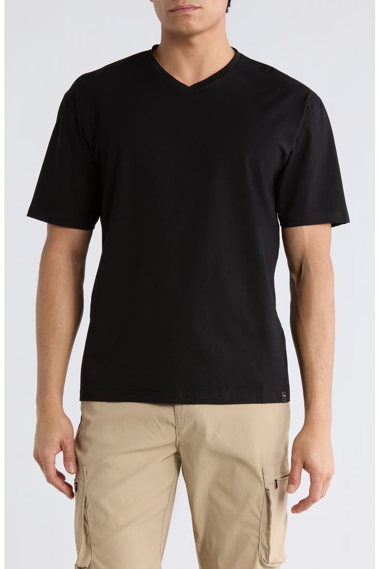 Oversize Stretch Cotton T-Shirt, Main, color, BLACK
