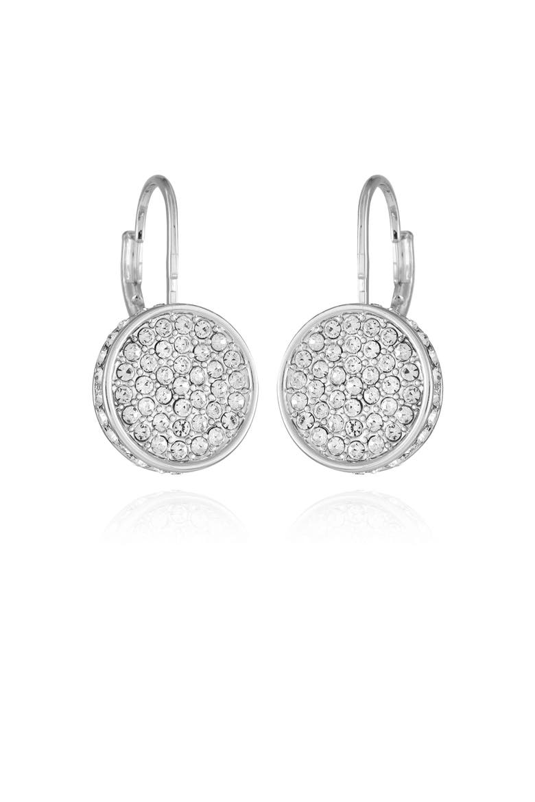 Pave Drop Earrings, Main, color, Silver Tone
