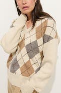 Alex Mill Campbell Argyle Wool Blend V-Neck Sweater
