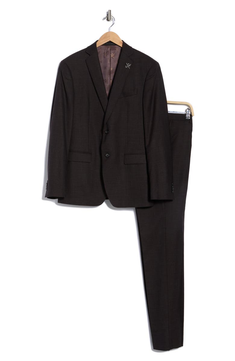 John Varvatos Star USA Mini Check Stretch Wool Suit, Alternate, color, Black/ Brown