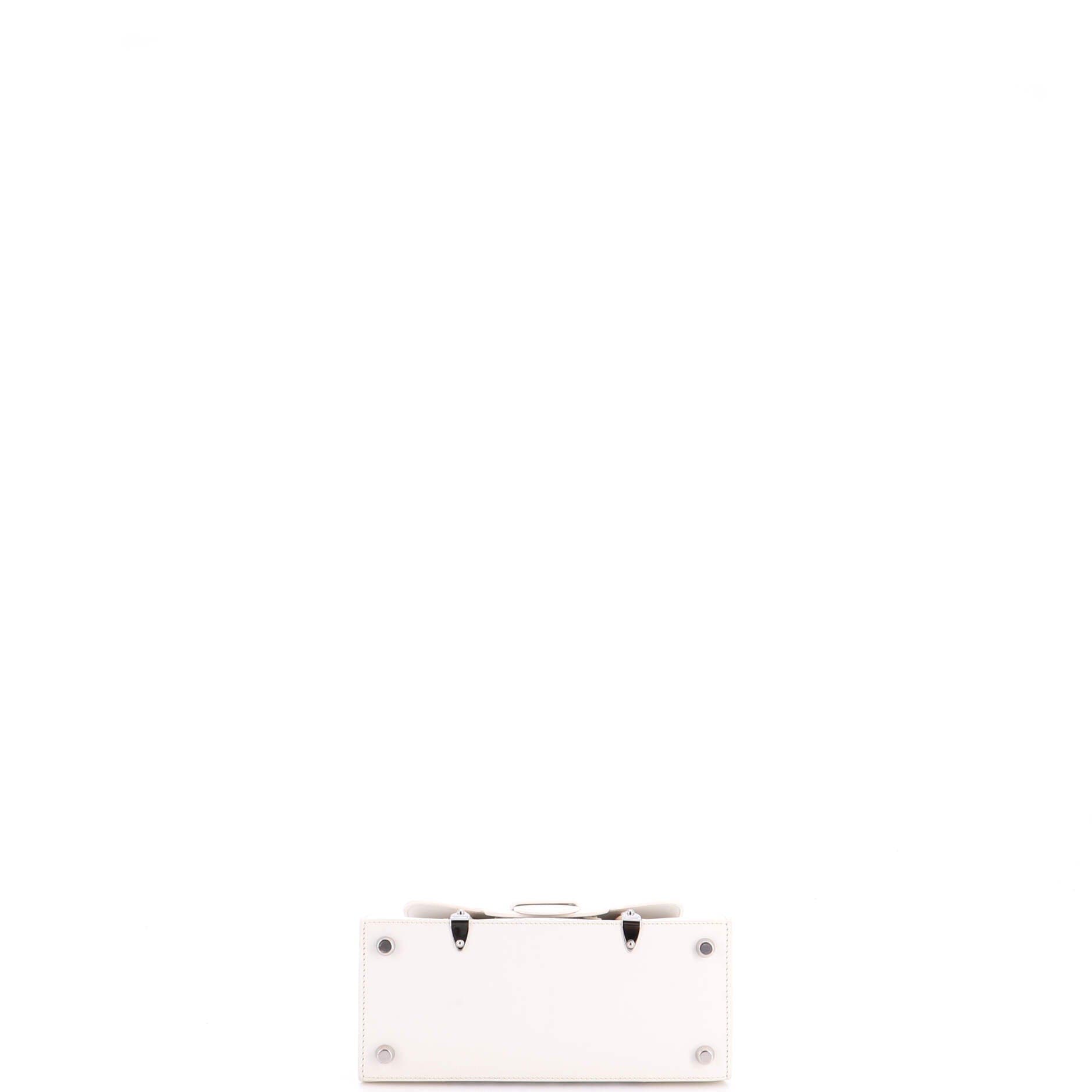 Structured Saigon Top Handle Bag Coated Canvas with Leather Mini, Alternate, color, White