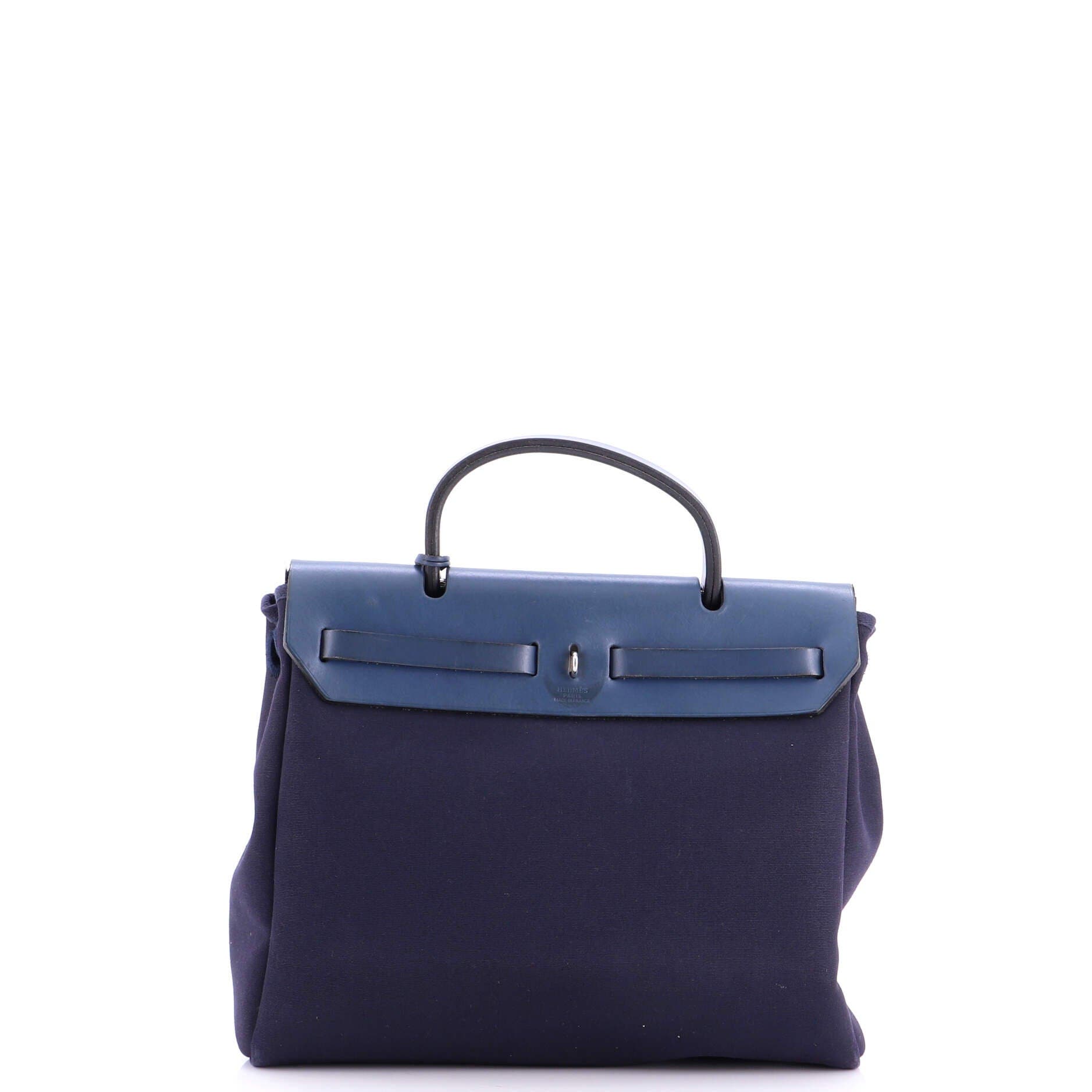 Pre-Owned Hermes Herbag Toile and Leather PM, Alternate, color, Bleu Indigo