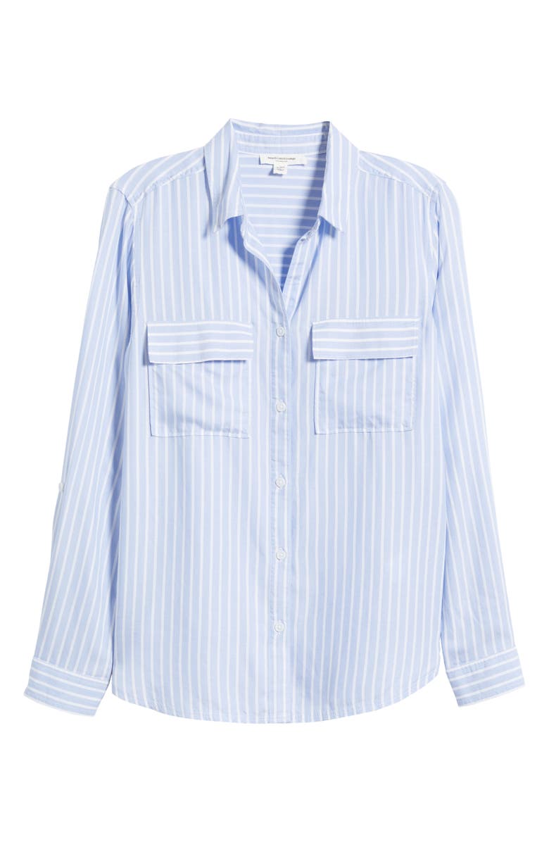 beachlunchlounge Farrah Stripe Button-Up Shirt, Alternate, color, Whisper Lilac