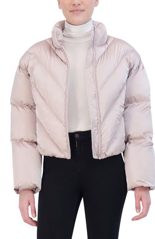 Hudson Jeans Cropped Chevron Quilted Puffer Jacket In Rose