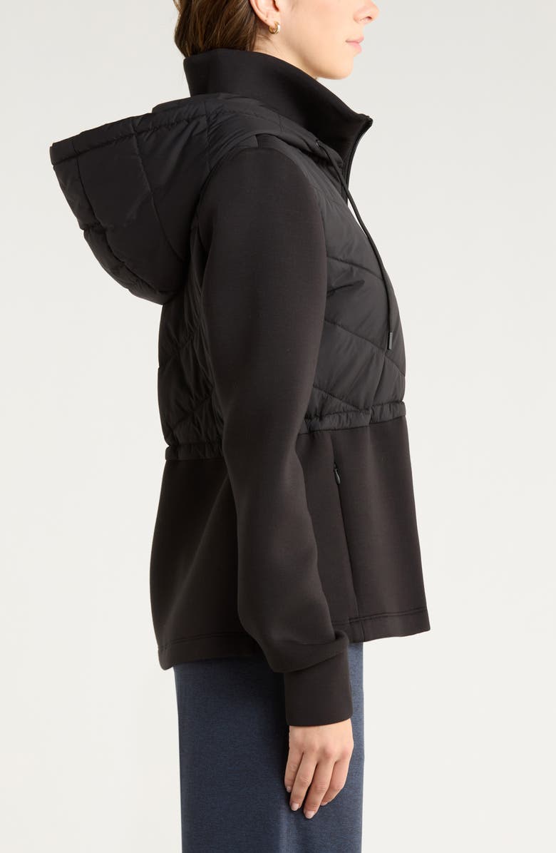 Zella Quilted Scuba Knit Jacket, Alternate, color, Black