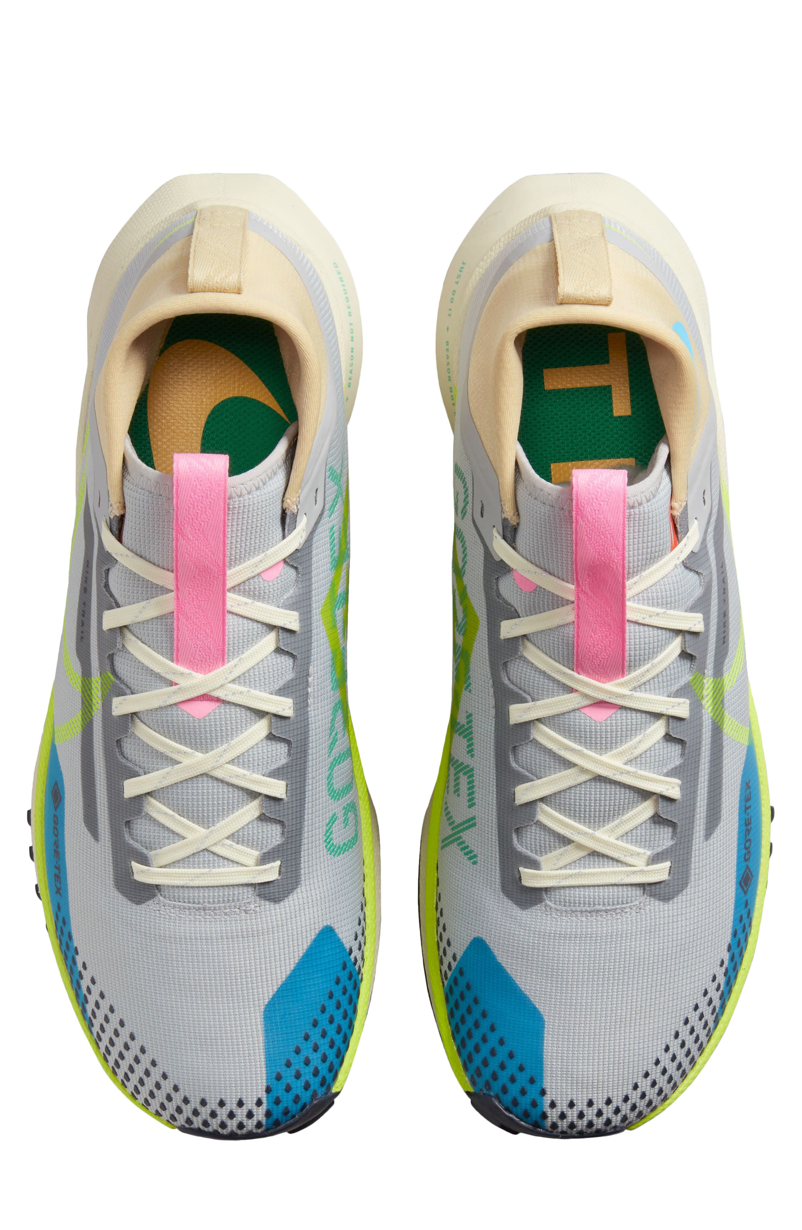 React Pegasus Trail 4 Gore-Tex® Waterproof Running Shoe, Alternate, color, WOLF GREY/ VOLT/ GREEN/ BLUE