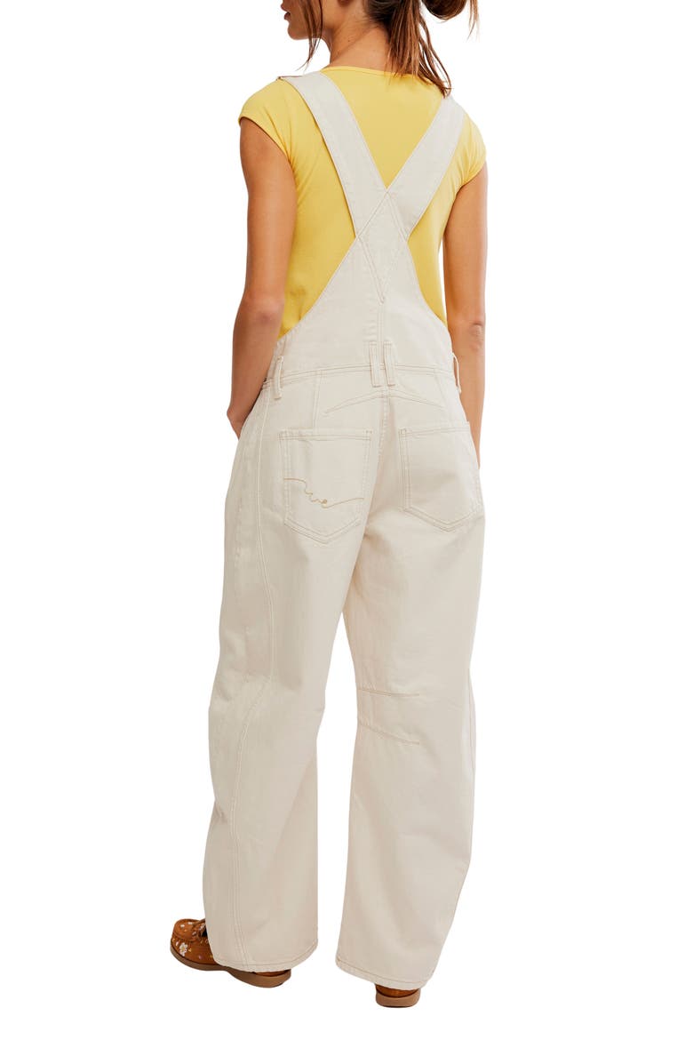 We The Free Good Luck Denim Overalls, Alternate, color, MILK