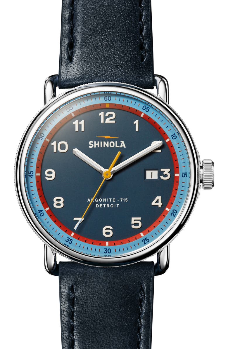 Shinola The Canfield Model C56 Leather Strap Watch, 43mm, Main, color, 
