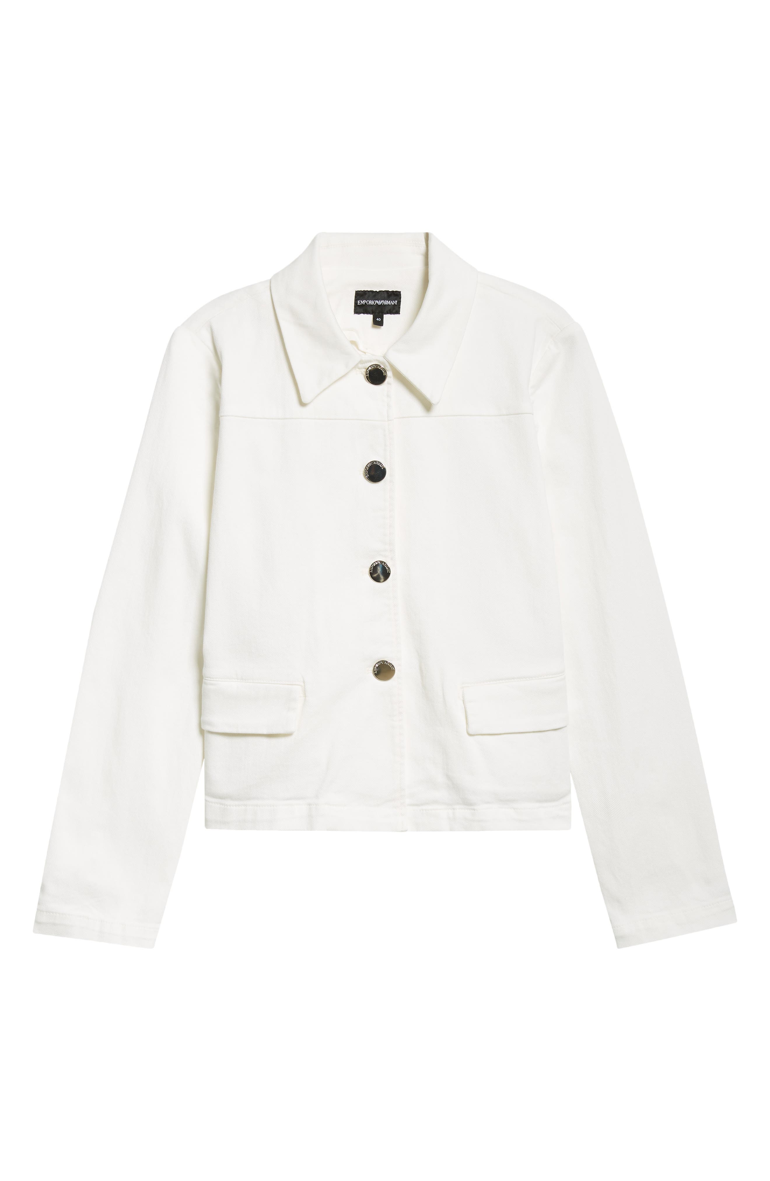 Emporio Armani Stretch Cotton Twill Jacket In Off White