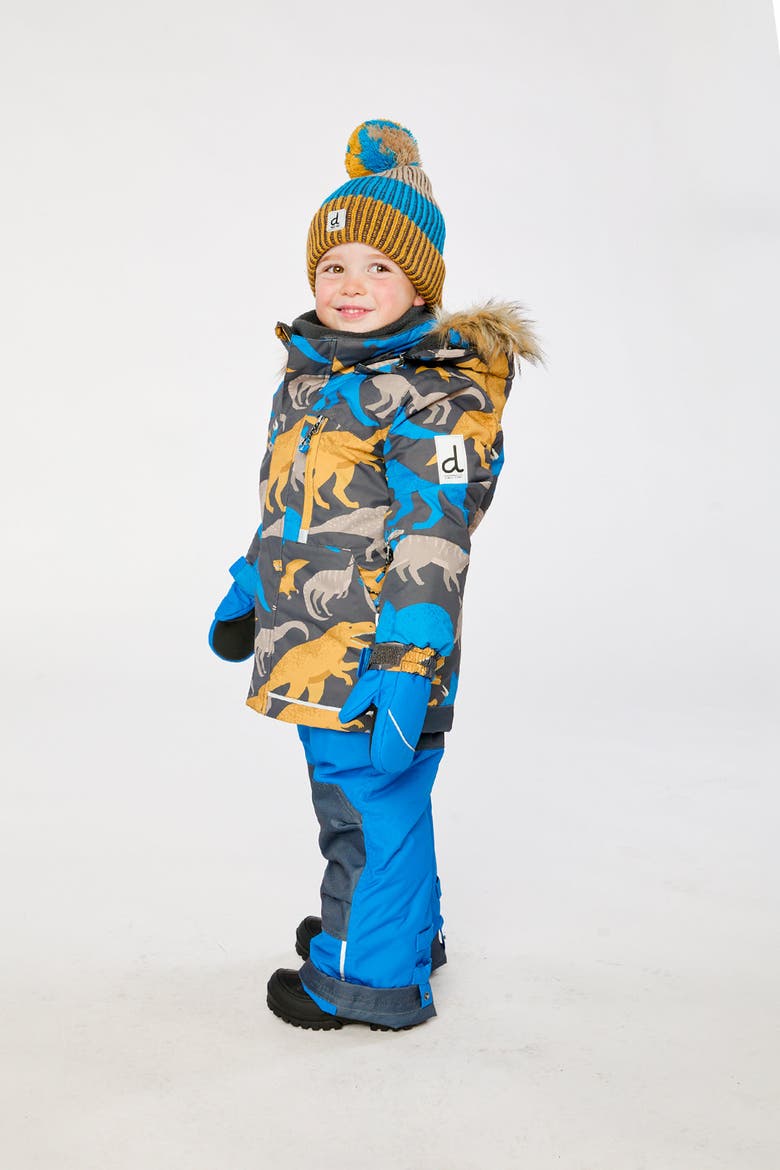 Play Cordura Reinforced Expandable Two Piece Snowsuit, Alternate, color, Grey and Blue Dinosaur Print