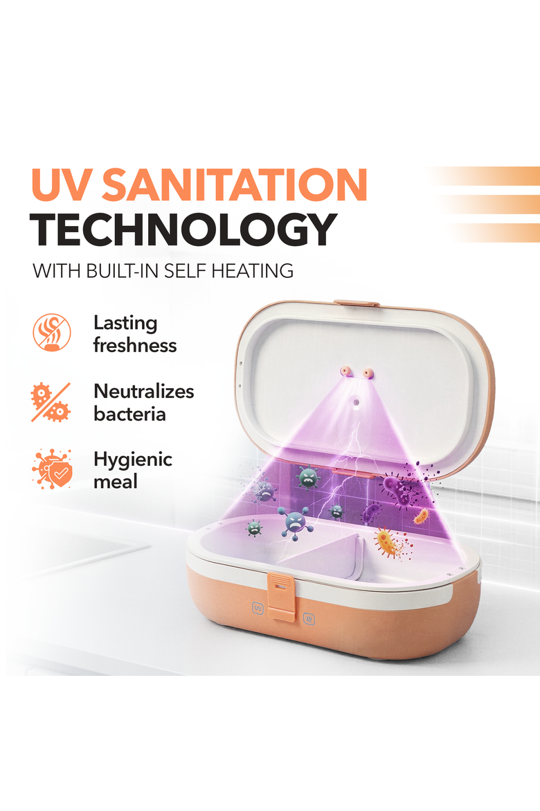 Self-Heating Lunch Box With USB-C Cord and UV Light Sanitizer, Alternate, color, Salmon