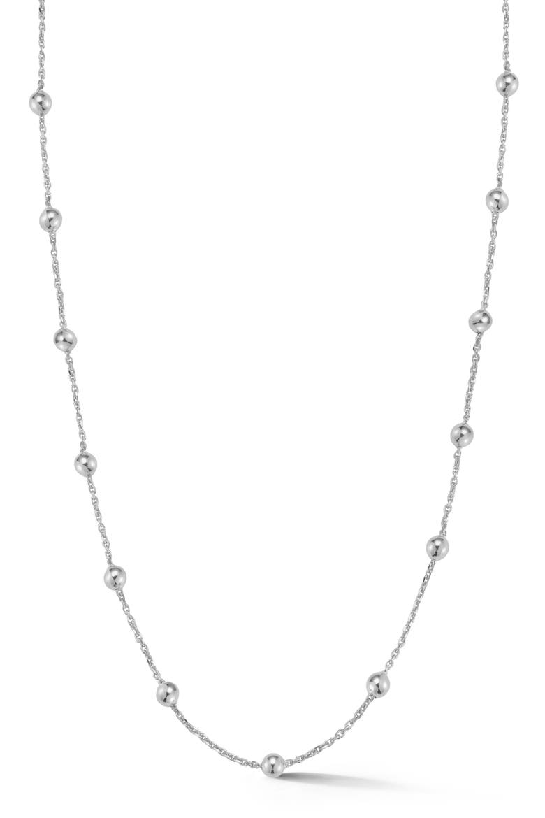 4mm Ball Station Necklace, Main, color, SILVER - 20 INCH