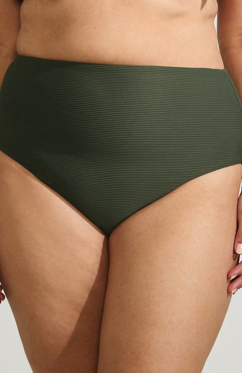 LANDS' END LANDS' END RIBBED SMOOTHING HIGH WAISTED BIKINI BOTTOMS
